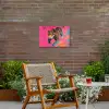 Luipaard - Roze - Oranje - Blauw - Verf Tuinposter op houten frame 2 cm dik klein -sfeer3