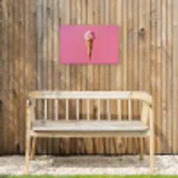 Hoorntje - Schepijs - Roze Tuinposter op houten frame 2 cm dik klein -sfeer4