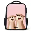 Otters - Lachen - Roze - Illustratie Rugzak - Zwart middel -3d
