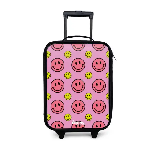 All smiles roze Kinderkoffer - Zwart klein -3d