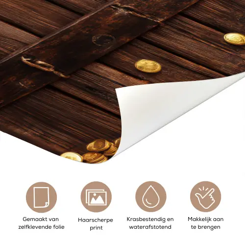 Kluisdeur - Goud - Geld - Hout deurposter klein -closeup_NL