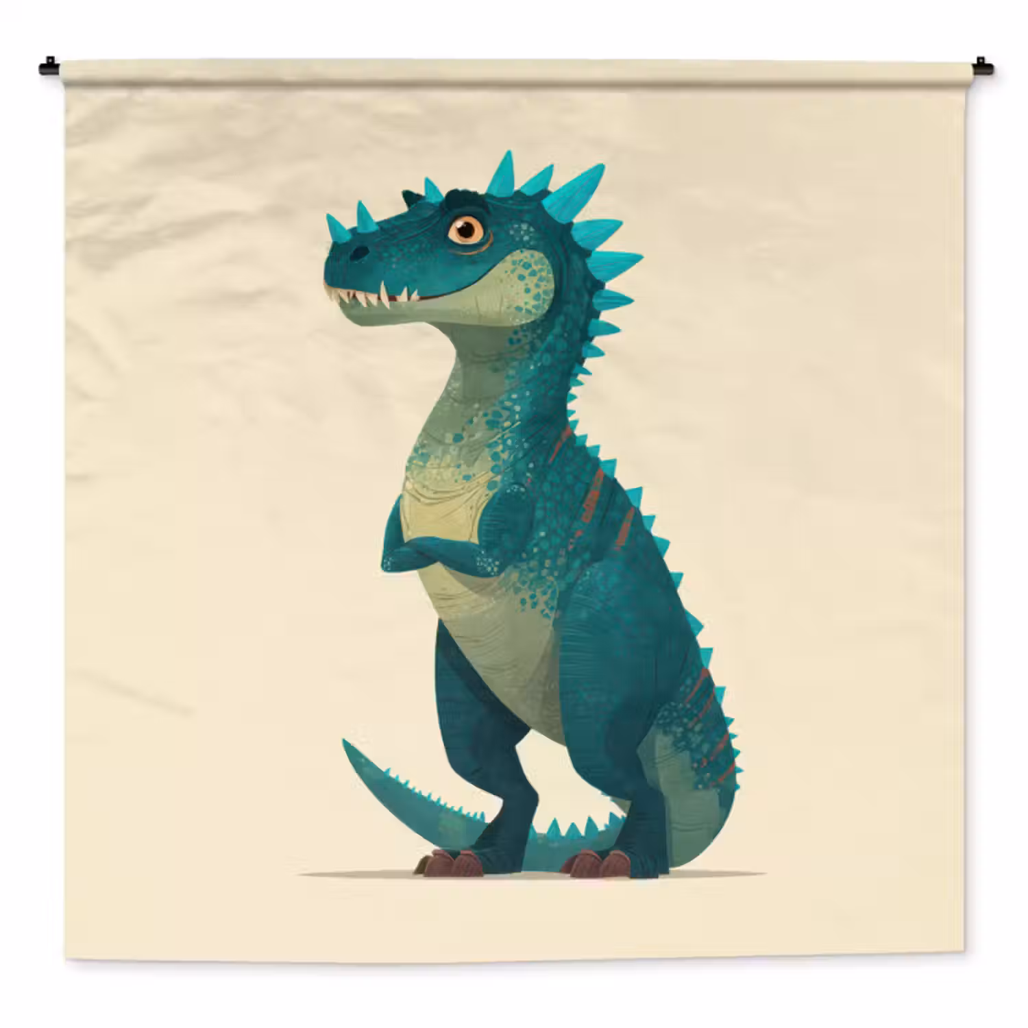Wandkleed - Dinosaurus - Turquoise - Stekels