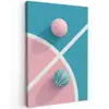 Basketbal - Pastel - Roze - BLauw Tuinposter op houten frame 2 cm dik middel -3d