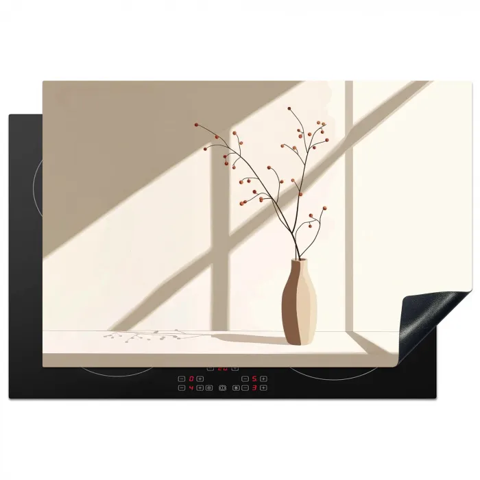 Vaas - Takken - Bessen - Minimalistisch Inductie beschermer vinyl 3mm klein -3d