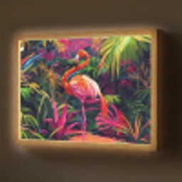 Flamingo - Tropisch - Dier - Bladeren Light Box met batterij (Wandlamp) middel -z3d_website