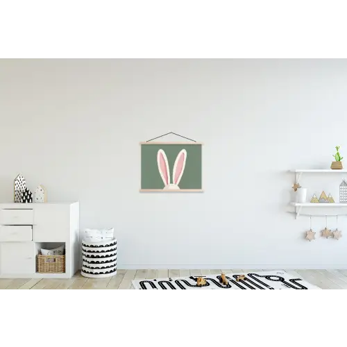 Hazen - Oren - Roze textielposter latten blank klein -kinderkamer