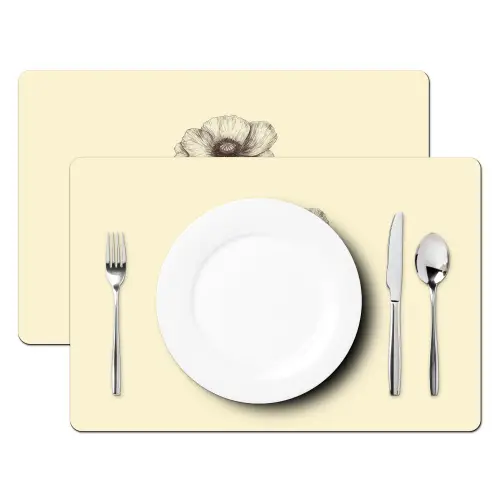 Klaproos - Illustratie - Zwart Placemat vinyl groot -zzsfeer2_Kitchenyeah-website