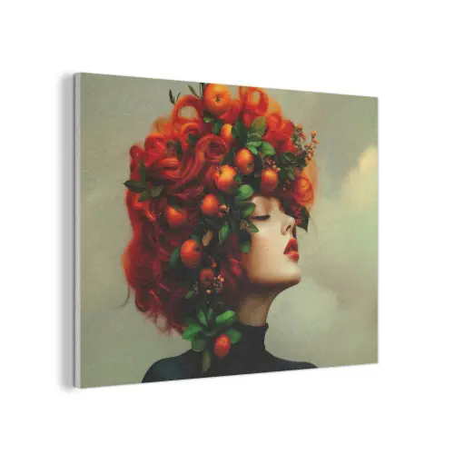 Vrouw - Appels - Rood - Bladeren PET vilt klein -3d