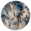 Marmer - Grijs - Blauw - Luxe - Goud Wandcirkel kunststof plaat 5mm dik klein -3d