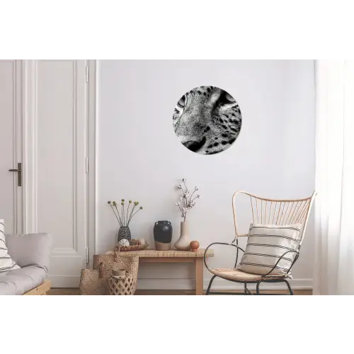 Luipaard - Zwart - Wit - Oog Wandcirkel aluminium klein -woonkamer