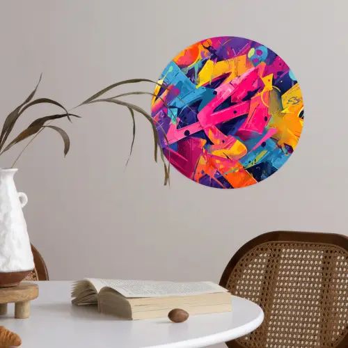 Abstract - Vormen - Kleurrijk Wandcirkel behangsticker klein -sfeer3