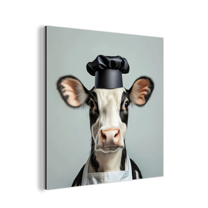 Koe - Zwart - Wit - Kok aluminium wit klein -3d