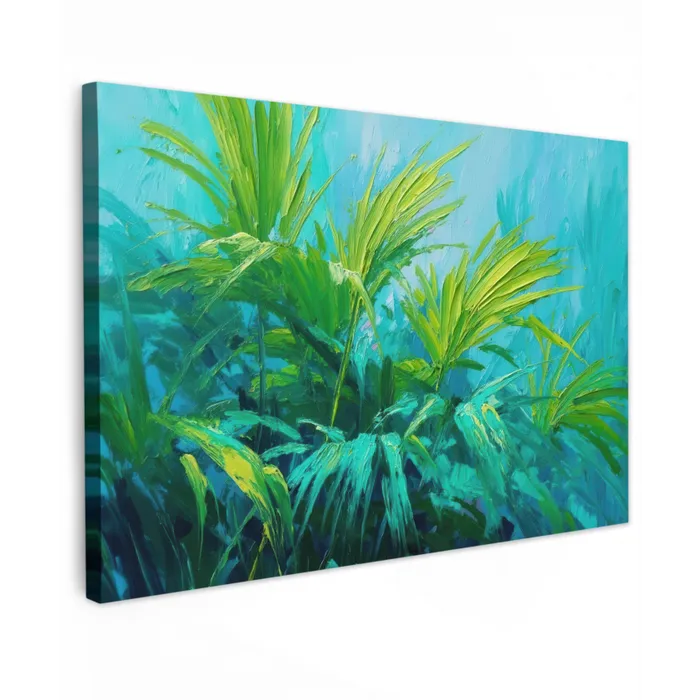Bladeren - Groen - Schilderij - Abstract canvas 2cm klein -z3d