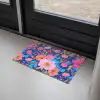 Bloemen - Blauw - Roze Deurmat klein -sfeer2