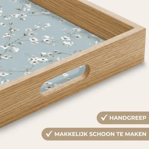 Klassiek - Bloemen - Blauw Dienblad Rechthoek middel 911 -USP_HandgreepNL