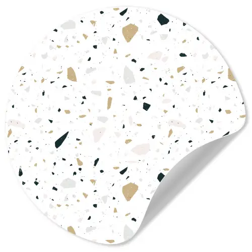 Terrazzo - Patroon - Wit - Neutraal Wandcirkel behangsticker klein 186 -3d