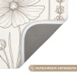 Minimalistisch - Modern - Bloemen - Beige Badmat klein -USP_AntislipDE