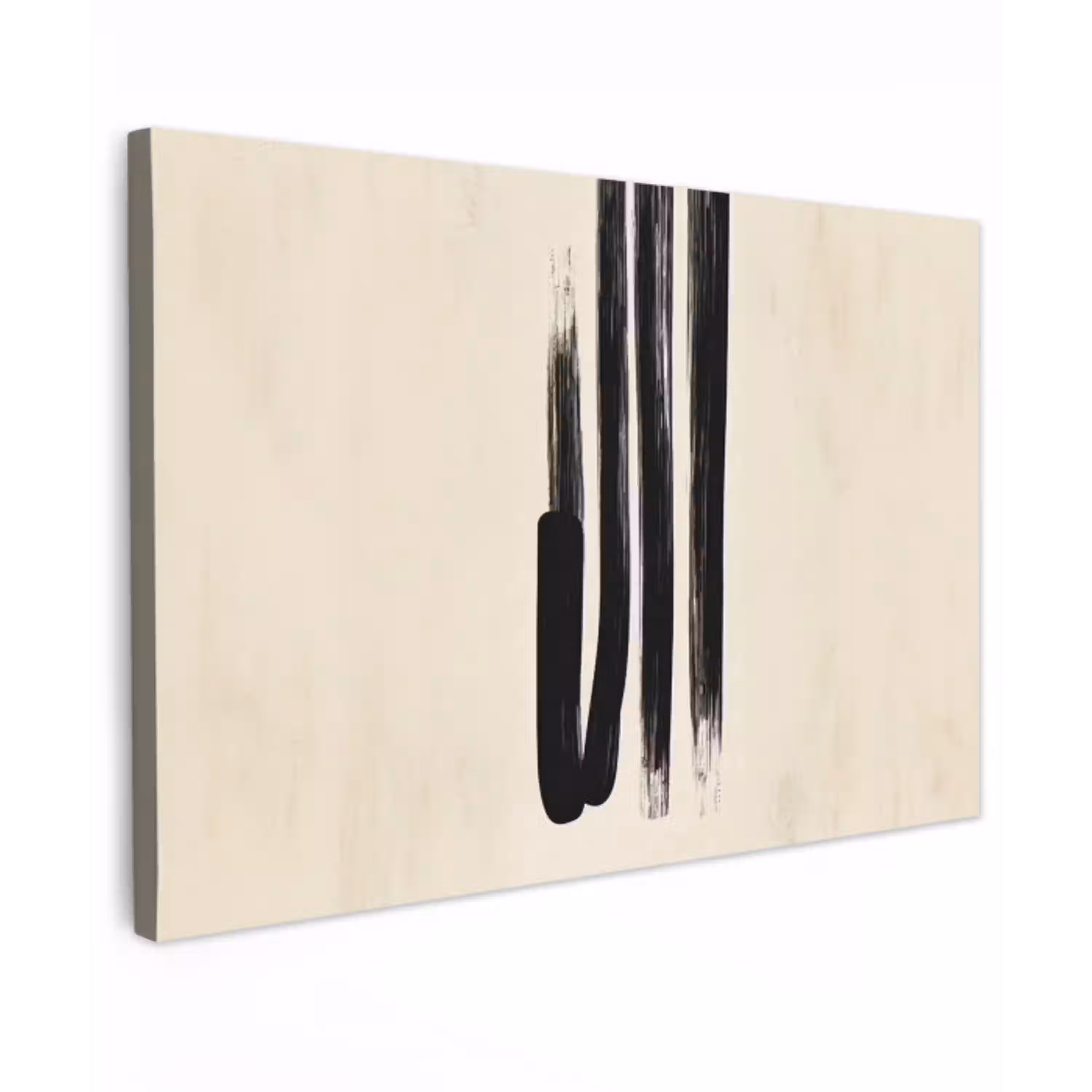 Penseelstreken - Verticaal - Zwart canvas 2cm klein -z3d