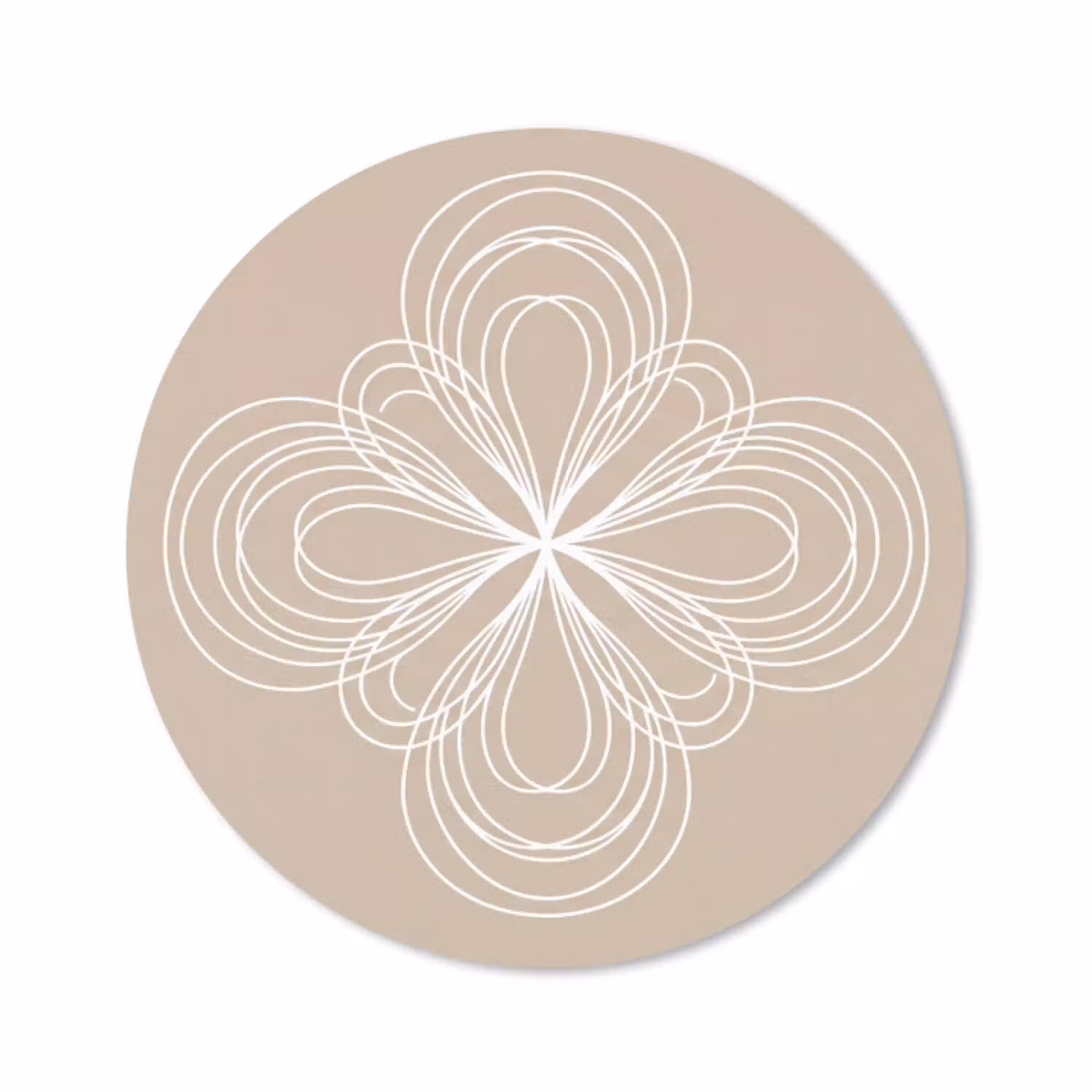 Patroon - Lijnen - Abstract - Minimalistisch - Beige Muismat rond klein -3d