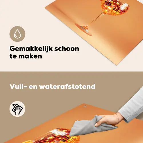 Drank - Oranje - Glitter - Disco Inductie beschemer met haakjes klein -ky-schoon-nl