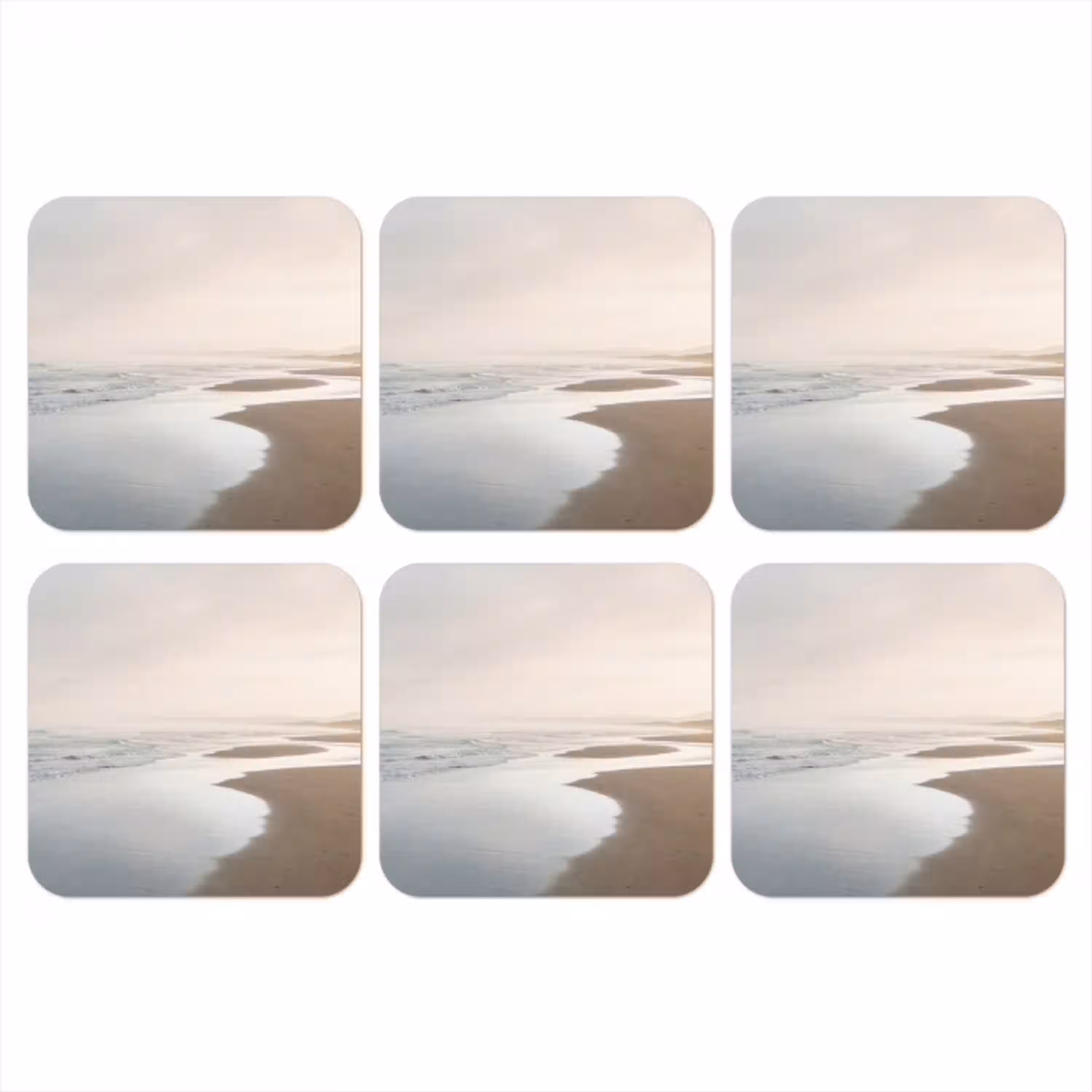 Kustlijn - Strand - Oceaan onderzetter kurk middel -3d