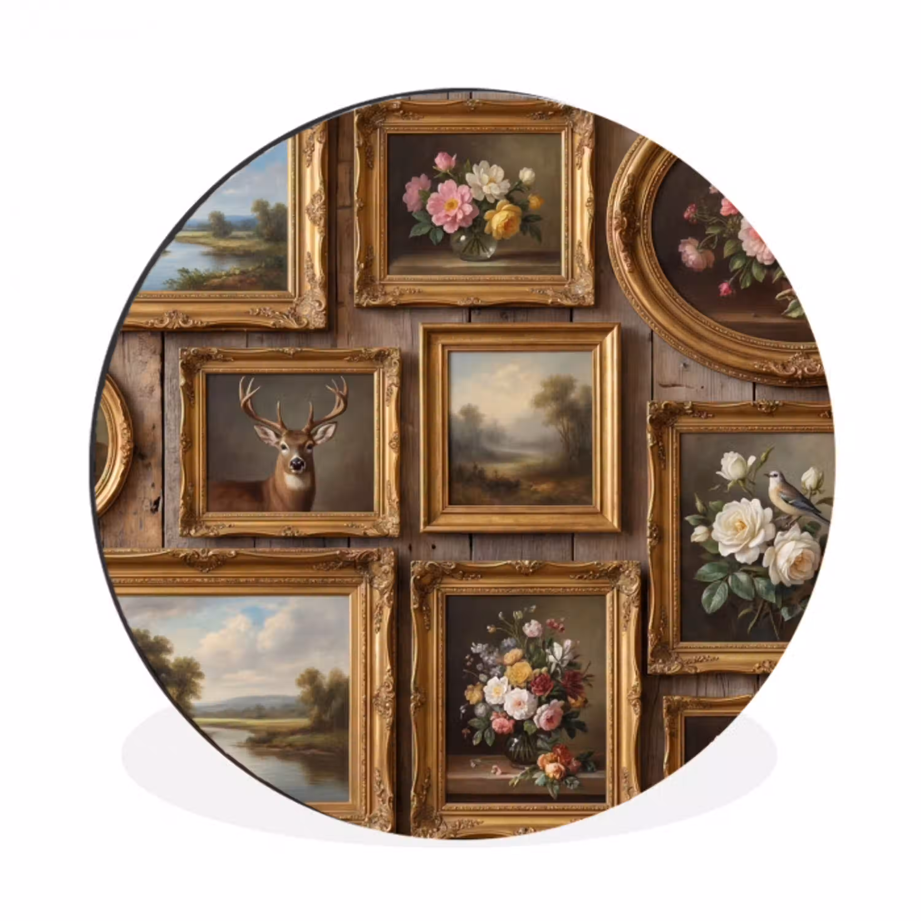 Bloemen - Rozen - Klassiek - Vaas - Kleurrijk Wandcirkel aluminium klein -3d