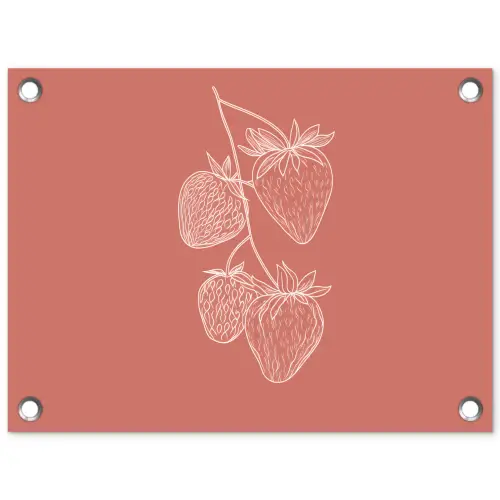 Minimalistisch - Illustratie - Aardbei - Tak tuinposter los doek klein -3d