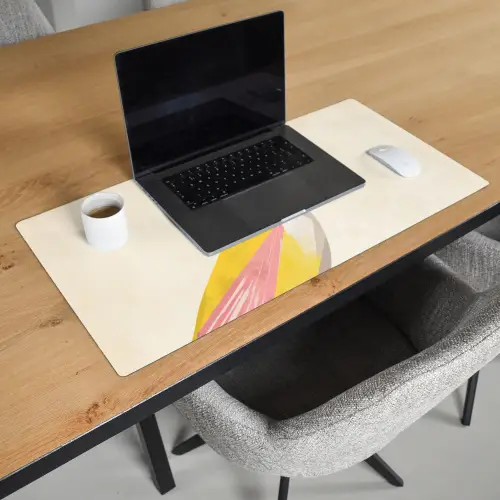 Vogel - Minimalistisch - Geel Muismat XXL klein -sfeer1