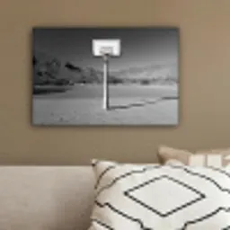 Basketbalpaal - Landschap - Zand - Wit canvas 2cm klein -sfeer3