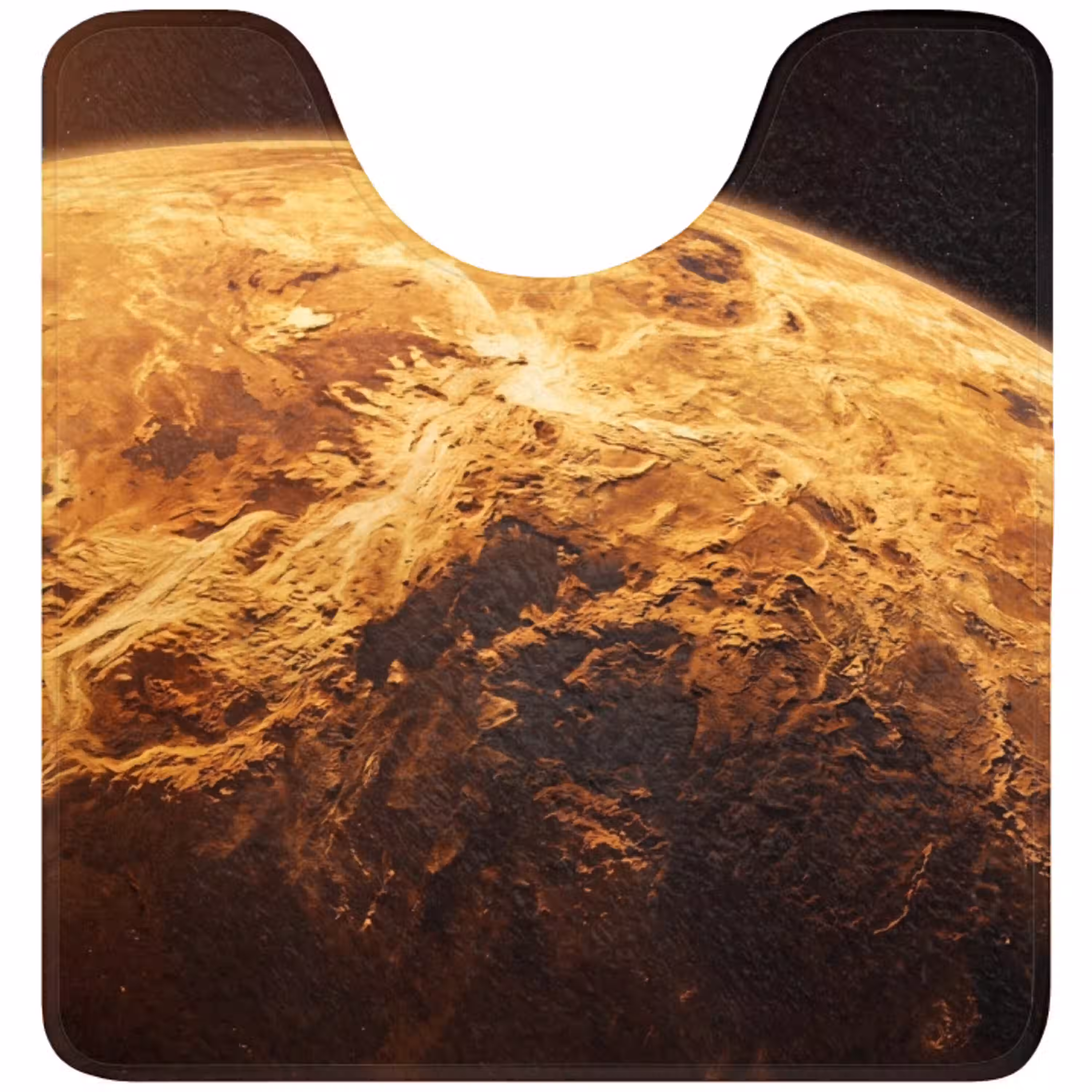 Planeet - Ruimte - Oranje WCmat U-uitsnede middel -3d