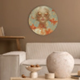 Goudvissen - Oranje - Vrouw - Blond Akoestische PET Vilt - Rond klein -sfeer1