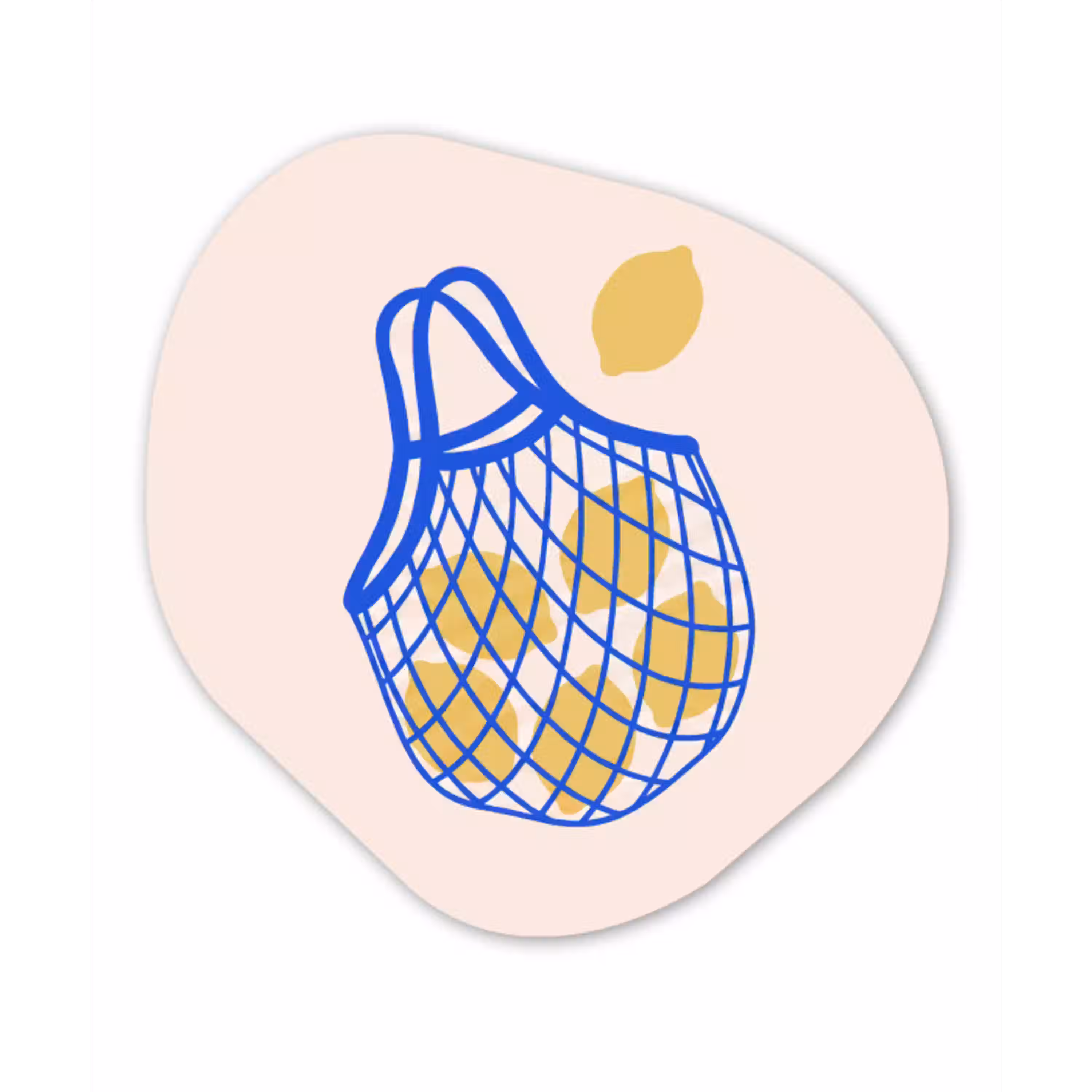 Eten - Citroen - Boodschappen - Abstract - Geel - Blauw Wandcirkel Organisch Forex 3mm klein -3d