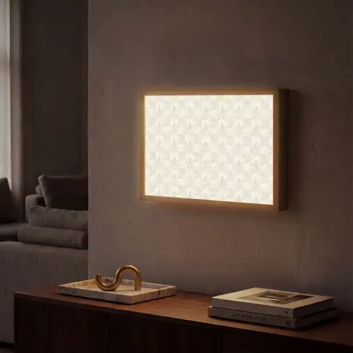 Patroon - Bloemen - Beige Light Box met batterij (Wandlamp) middel 907 -sfeer1