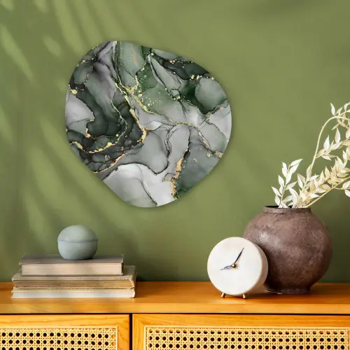 Luxe - Marmer - Groen Wandcirkel Organisch Forex 3mm klein -sfeer2