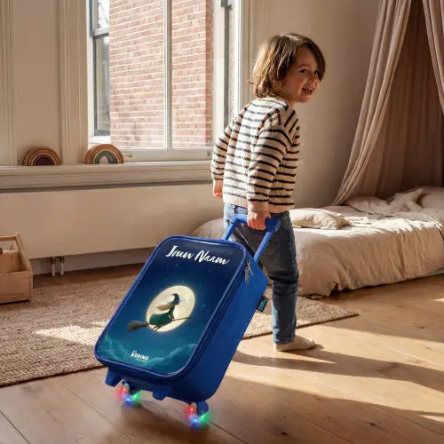 Heks in Maanlichtvlucht Kinderkoffer - Blauw klein -sfeer1