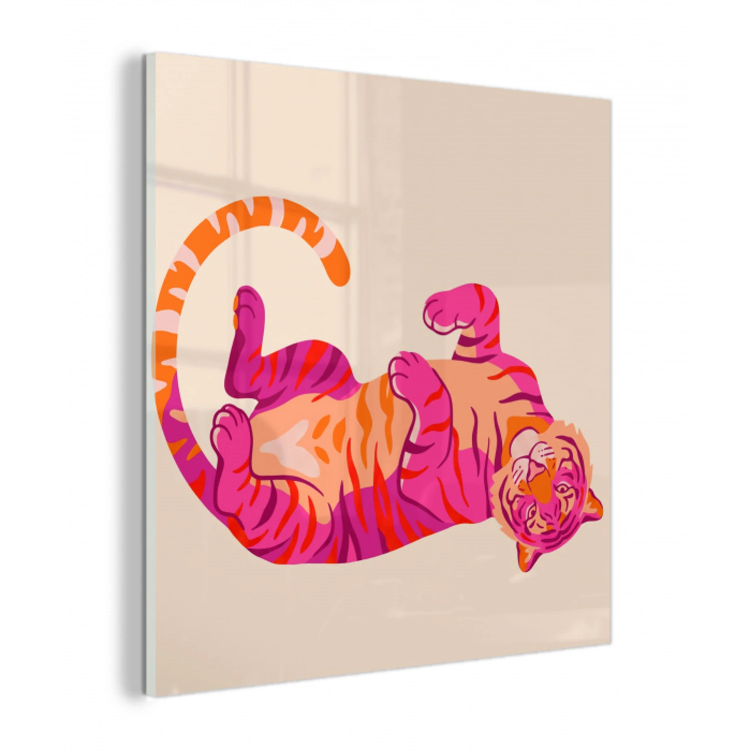 Tijger - Roze - Oranje plexiglas 5mm klein -z3d