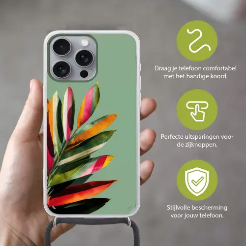 Bladeren - Tak - Kleurrijk Hoesje iPhone 16 Pro Max met koord klein -sfeer2_NL