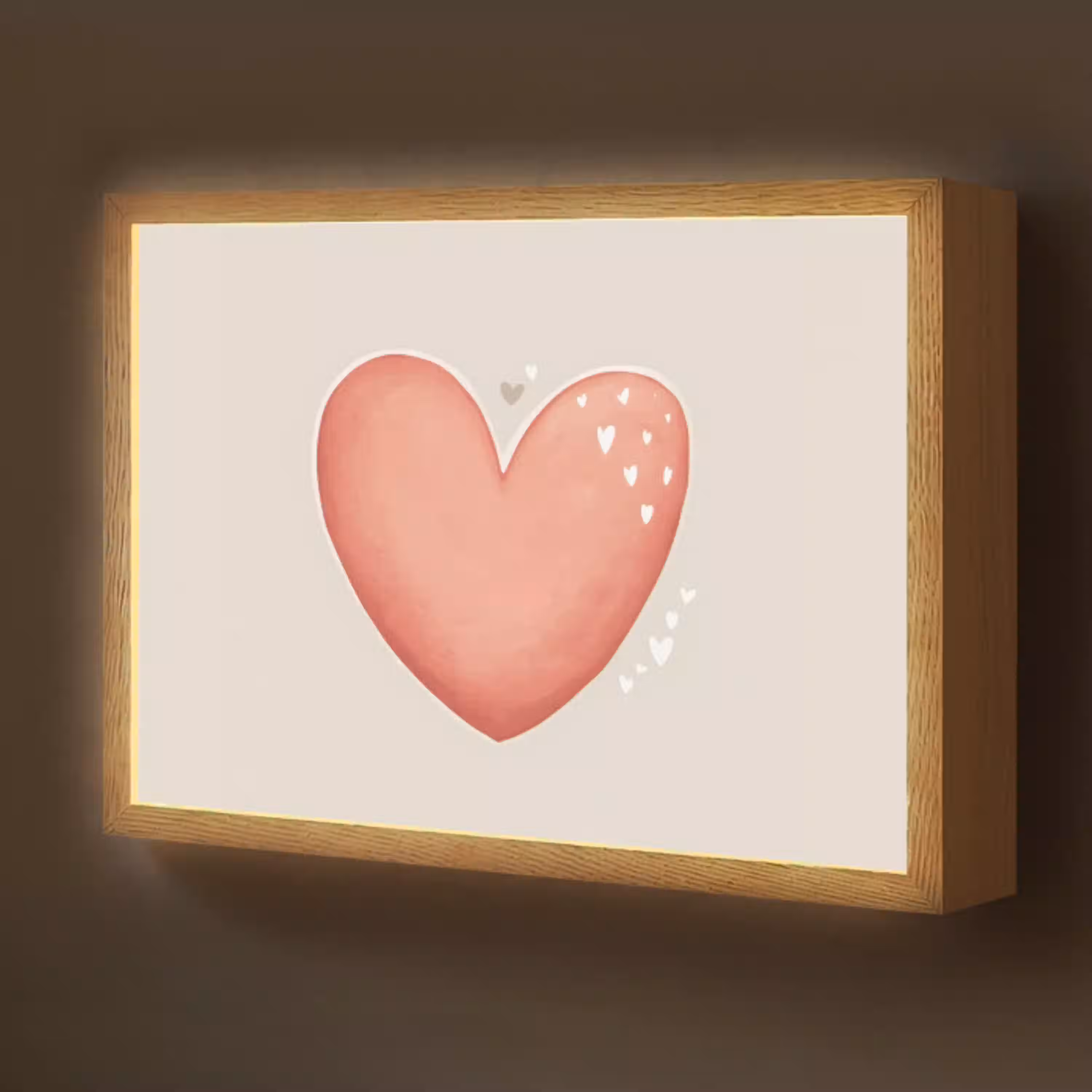 Rood - Hart - Beige Light Box met batterij (Wandlamp kind) middel -z3d_website