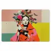 Retro - Vrouw - Kopje - Vlinders Placemat vinyl groot -zzsfeer1_Kitchenyeah-website
