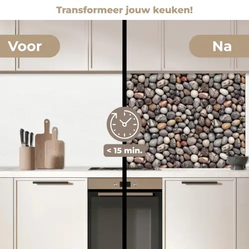Marmer - Kleuren - Kiezels keuken achterwand 2 middel 871 -voor-na2_NL