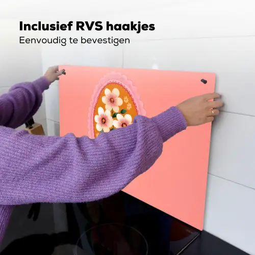 Illustratie - Bloemen - Rand - Roze Inductie beschemer met haakjes klein -ky-ophangen-nl