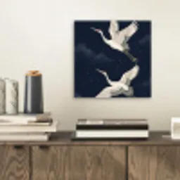 Kraanvogels - Nachthemel - Blauw aluminium wit klein -sfeer1