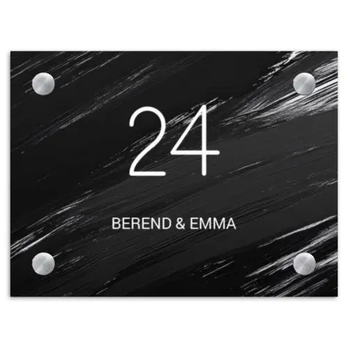 Zwarte verftextuur - Klassiek Naambord Rechthoek middel -3d