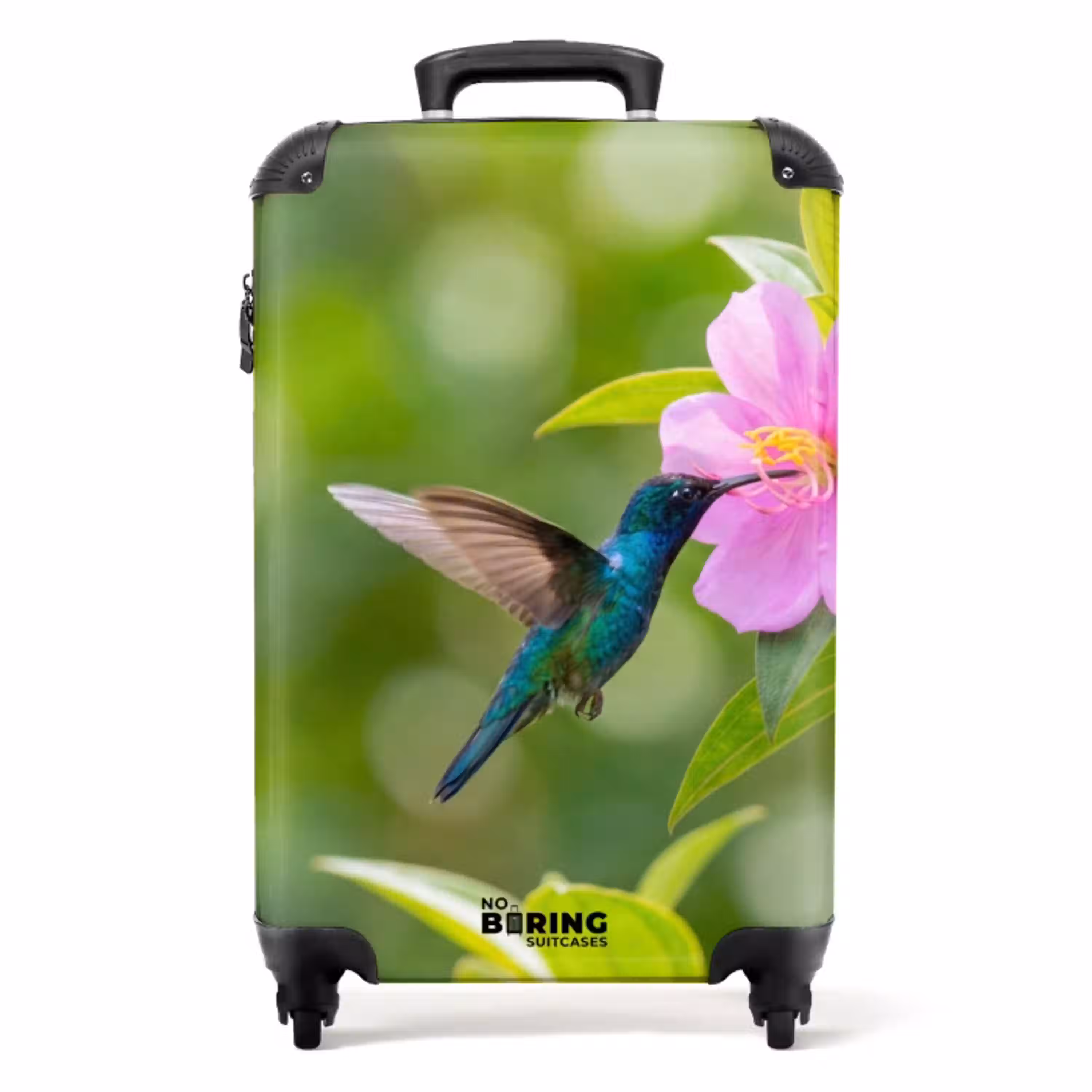 Kolibrie - Bloem - Natuur - Groen NBS - Handbagage koffer - Volwassenen Unisex middel -productfoto_recht