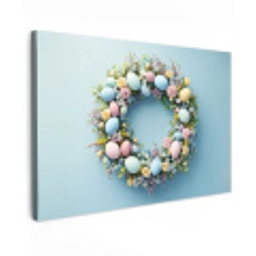 Krans - Eieren - Bloemen Tuinposter op houten frame 2 cm dik klein -3d