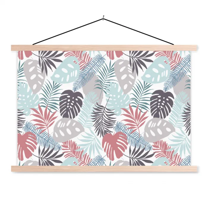 Bladeren - Tropical - Pastel - Jungle textielposter latten blank klein -3d