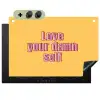 Love yourself - Roze - Geel Inductie beschemer met haakjes klein -3d