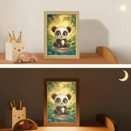 Panda - Cartoon - Bamboebos - Zwart Light Box met kabel klein -sfeer3_kind