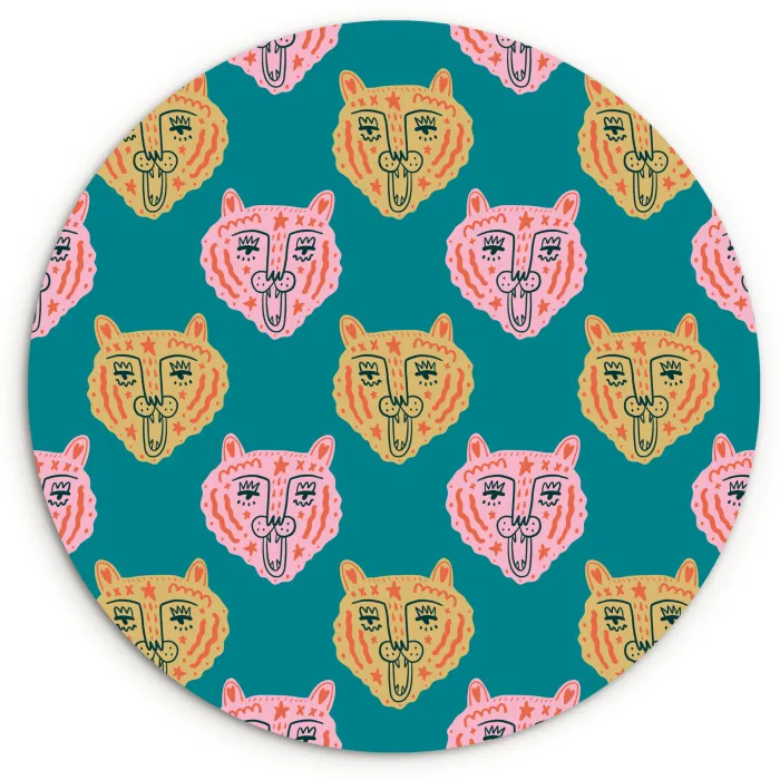 Kattengezichten - Sterren - Turquoise Wandcirkel plexiglas klein 852 -3d