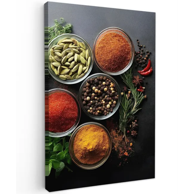 Glazen - Bakjes - Blaadjes - Kruiden Tuinposter op houten frame 2 cm dik klein -3d